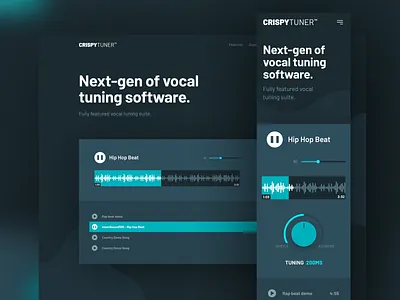 CrispyTuner Demo dark kalman landing magyari music page plugin software tuning vocal vst web webdesign website