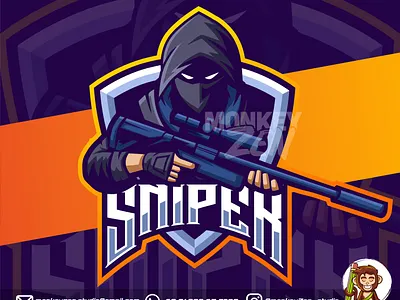 SNIPER LOGO MASCOT assassin cartoon charachter e sport esport fun game gamer logo mascot sniper sport twitch