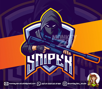 SNIPER LOGO MASCOT assassin cartoon charachter e sport esport fun game gamer logo mascot sniper sport twitch