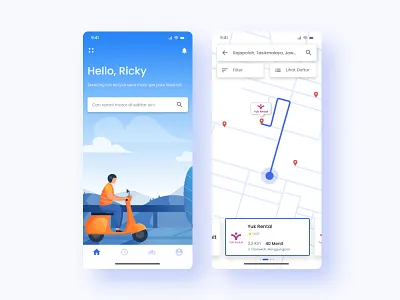 Aplikasi Sewa Motor app design brand design homepage illustration illustration design illustration ui logo motorbike motorcycle product design rental ui ui design uidesign uiux ux ui