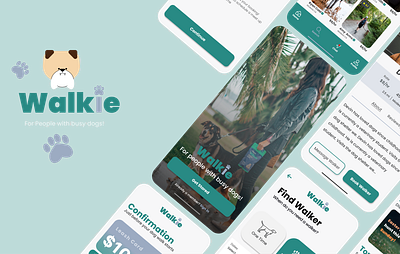 Walkie Case Study (Dog walking app) app design product ui ux