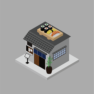 Sushi Shop design flat illustration illustrator isometric isometric art isometric design sushi sushi shop vector