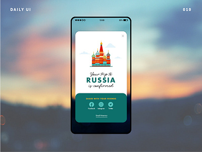 DailyUI 010 • Social Share • UI design app design confirmation daily ui challenge interface design popup social share travel app ui design ui ux web design
