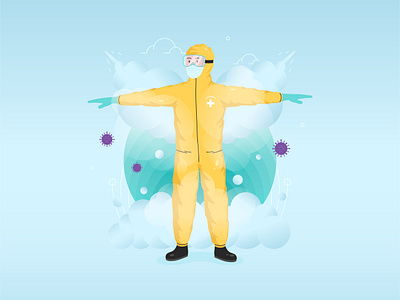 Hazmat Guy art artwork character covid covid 19 covid19 design doctor flat flatdesign hazmat illustration illustrator medic paramedic spray vector vectorart virus