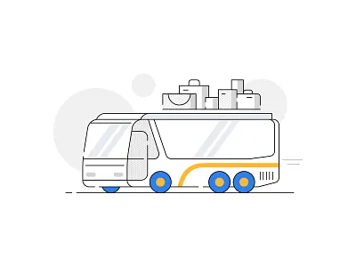 The bus has started from the boarding point! 🚌🚏 bags bus illustration journey luggage product travel travel app travel bag