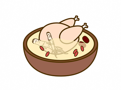 Ginseng Chicken Soup app chicken design food ginseng icon illustration logo soup