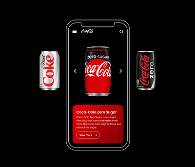 Coca-Cola App | UI Redesign app branding coca cola dailyui dark theme dark ui design dribble drinks illustration mobile mobile design mobile ui redesign trending ui ui ux ui design uidesign uiux