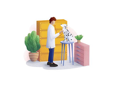 Veterinary Clinic animals character clean clinic colorful concept dog health healthcare help illustration medical people puppy