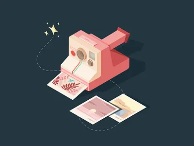 Pink polaroid illustration illustrator isometric isometric art isometry landscape pastel photo photography pink polaroid retro vector vintage