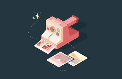 Pink polaroid illustration illustrator isometric isometric art isometry landscape pastel photo photography pink polaroid retro vector vintage