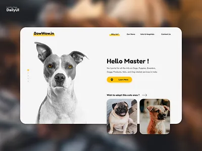 003 Landing Page 003 almatho banner bow clean ui dailyui dailyui 003 dailyuichallenge design dog landingpage pet ui ui design visual website design wow