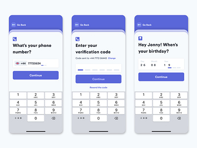 Mobile app | onboarding app birthday branding cards design london mobile mobile app phone number ui ui design ui designer uidesign uidesigner ux verification