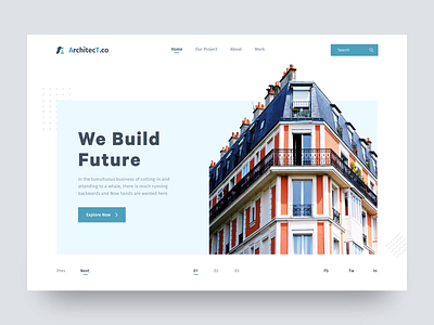 Architecture Header UI architecture architecture design architecture website building clean construction design flat landing landing page minimal real estate ui ux