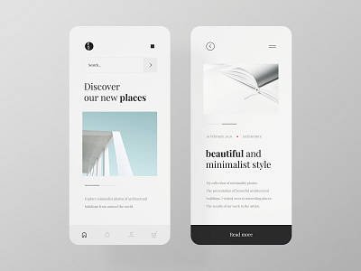 Minimalist Architecture - app app architect architecture blog blog post book design minimal minimalist minimalistic mobile mobile app photographic design read simple ui ux very simple web design website