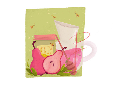 Spring Drink animation cook design drink free time home party honey honeybee illustration party pear photoshop procreate spring