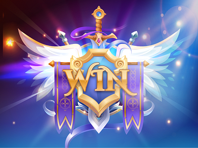 Win Game UI affinity designer affinitydesigner fantasy game art game asset game ui illustration sword uidesign vector vector illustration victory win wings winning