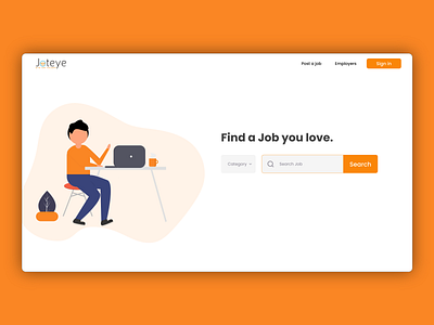 Joteye category employee employer find job home illustraion illustrator job job application job board job listing jobs landing page landingpage post job search searching surfing