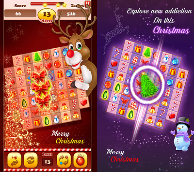 XMAS Match 3 Game design design game art game design game ui graphic design icon design illustration ui ux vector