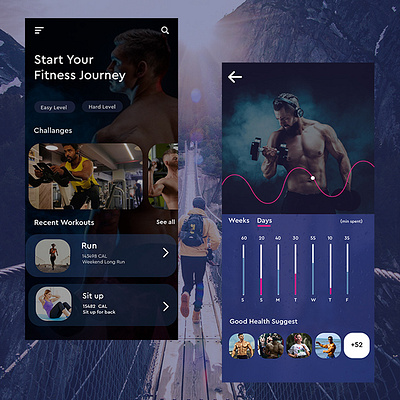 Fitness app UI design active activities activity android app app app design application dailyui design designer designs fitness fitness app fitness center graphic graphicdesign ios app design landing page ui ux