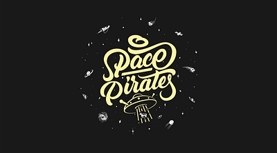 SpacePirates branding calligraphy design flat hand drawn handlettering illustration lettering typography vector