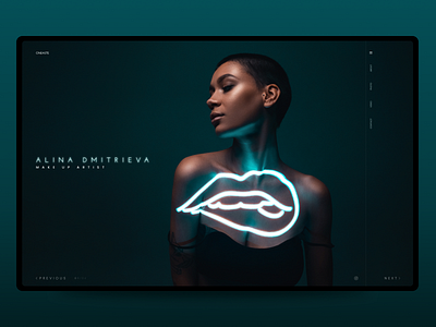 Make up artist concept dark design girl make up minimal neon ui ux website