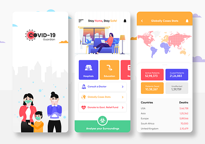 COVID-19 (Coronavirus) Guardian app clean colorful coronavirus covid19 design doctor app gradient medical app minimal mobile mobile app mobile ui modern trending ui uidesign uiux ux uxdesign