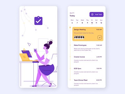 Task Management App UI | Light Mode app app design app ui collaborative design light mode light ui schedules task task list task management task manager ui user interface