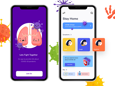 COVID-19 App app branding design flat illustration type typography ui ux vector