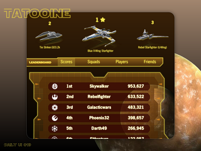 DailyUI - 019 - Leaderboard daily 100 challenge dailyui dailyuichallenge learderboard starwars ui uidesign