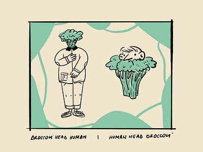 Broccoli Experiment 🥦 body boy broccoli combination experiment green head human human body illustration metamorphosis portrait vegetables