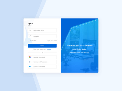 Sign in ai branding data scientist design login screen mockup sign in signup ui ux vector visual design web
