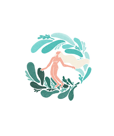 FLO illustration illustration art surfer girl surfing