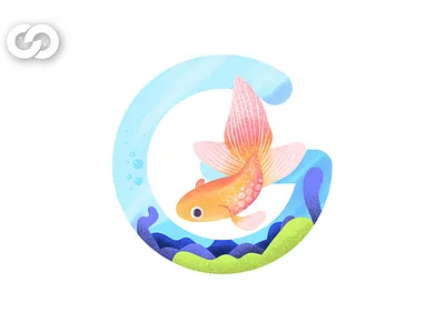 Letter "G" Goldfish 2020 alphabet animals artist color creative cute design fish gold fish illustration illustrator lettering trend vector
