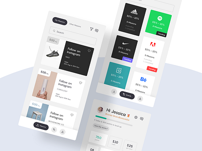 Brandbassador | Mobile App adobe xd brand brandbassador influencer mission mobile app screen ui ux design user experience design user interface design