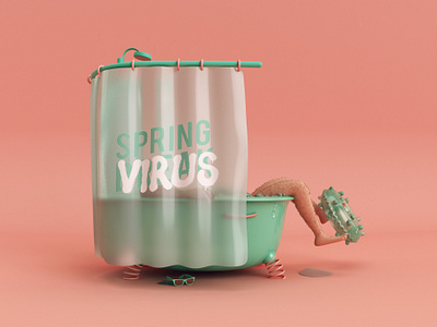 Springbreak at home 3d bathtub c4d cinema4d coronavirus covid19 dribbble quarantine render semanasanta springbreak stayhome