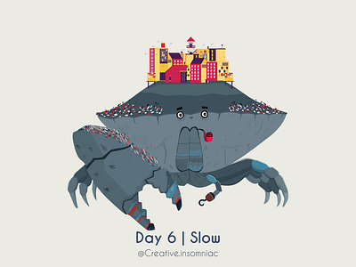 Because he's old and he will be slow :D crab crabs design digital illustration illustration art vector