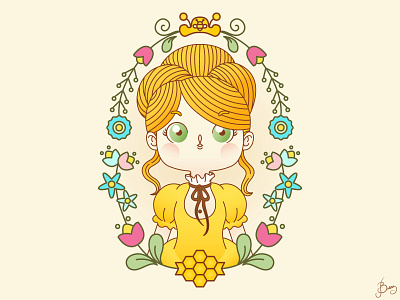 Queen Bee adobe illustrator adobeillustrator bee big eyes character design children book illustration cute design digital illustration girl girl character girl illustration illustration kawaii queen queen bee vector vector art