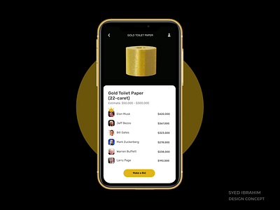 Gold Toilet Paper Auction 3d animation concept design interaction design toilet paper ui ux ux design