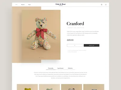 Grin & Bear London: Product Page brand identity desktop ui ecommerce ecommerce design flat identity luxury brand luxury website product page silk studio ui uidesign webdesign webdevelopment webshop