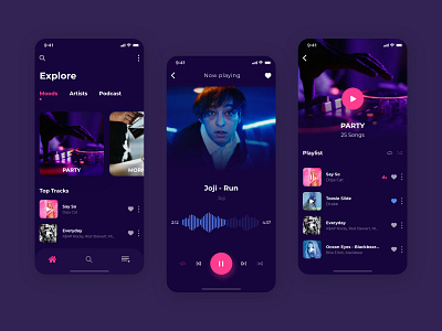 Music app concept app design fun ios ios app design minimal mobile music music app music art music player musician pink ui velvet