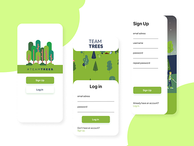 Team Trees Sign Up Design Concept app app design application clean clean ui interface mobile mobile app mobile ui trees uidesign user experience user experience design user interface user interface design ux design