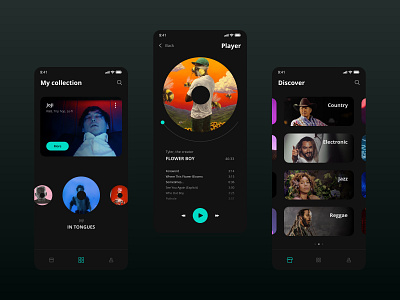Music app | UI design app app design dark app dark mode dark ui design mobile mobile app design mobile ui music music app music player start up startup ui ui design ux