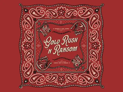Bandana design for Gold Rush 'n Ransom bandana branding graphicdesign handrawn illustration lettering mark vintage vintage logo vintagebandana