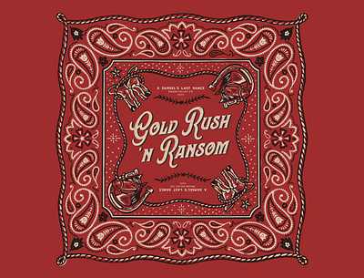 Bandana design for Gold Rush 'n Ransom bandana branding graphicdesign handrawn illustration lettering mark vintage vintage logo vintagebandana