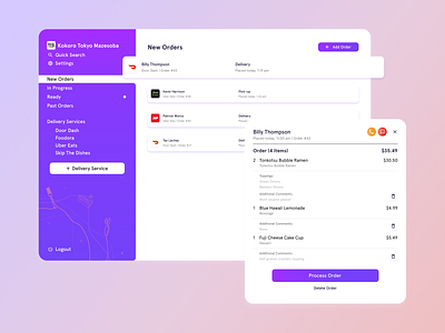 Delivery Management Application covid19 delivery management design flat food and drink ipadpro management system minimal quarantine resource restaurants ui ux vector