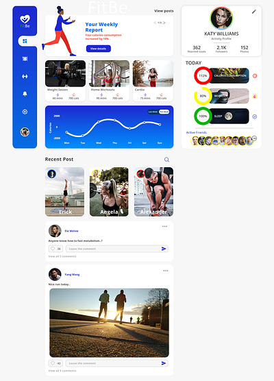 Fitness Daily Tracker adobe xd comunity concept dashboard design exercise fitness homepage landingpage self care tracker training ui ux uiux ux web webdesign website xddailychallenge