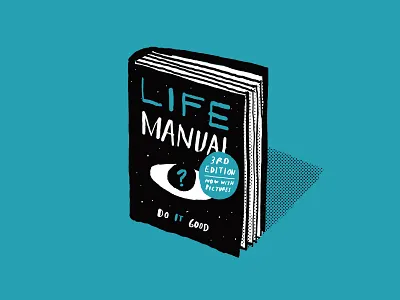 Life Manual book digital editorial halftone illustration ink lettering manual simple