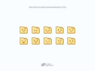 Windows pixel folder icons 2d design icon icon artwork icons pack icons set illustration kawaii pixel art vector