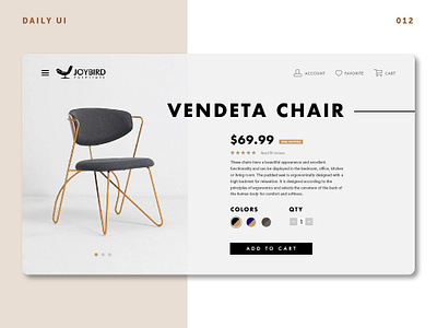 DailyUI 012 • Single Product • UI design chair daily ui challenge ecommerce furniture interface design landing page product page single product ui design ui ux web design