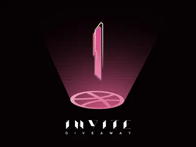 Dribbble Invite x1 | Closed cyber cyberpunk dribbble invite dribbble invite giveaway geometric giveaway holographic mark neon neon light number pink symbol tech techno vector
